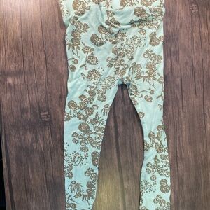 Kate Quinn Mint and Brown Floral Toddler Leggings| 2T